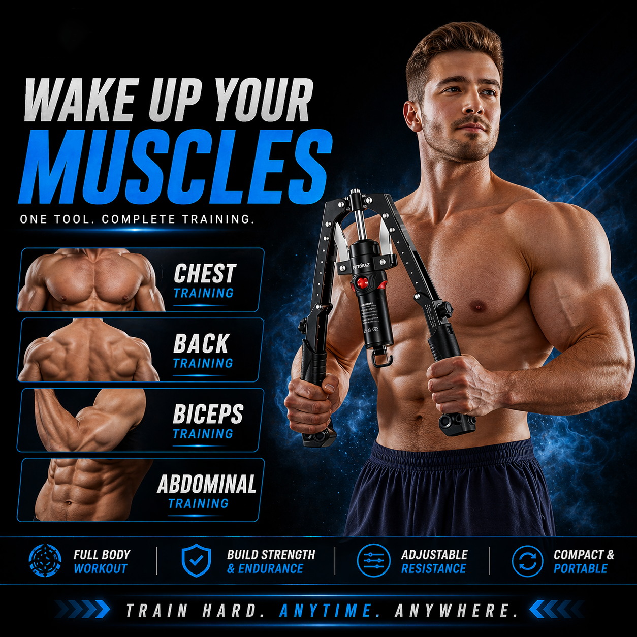 Fitzoraz® Muscle Trainer – Adjustable Resistance Trainer for Home Gym